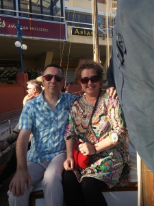 And finally - Steve and I enjoying a boat trip.  Apparently we look like  70's rockers here :)